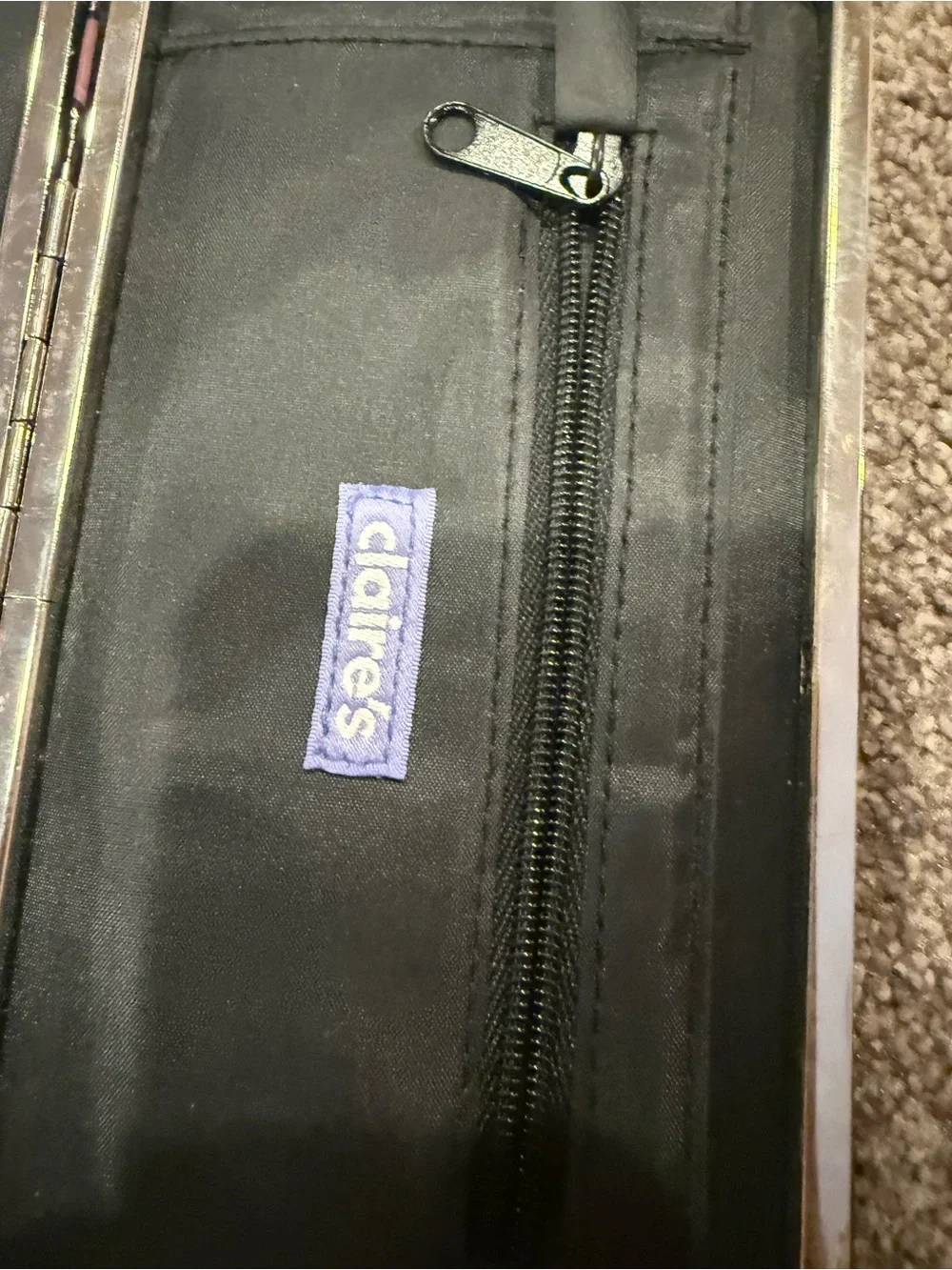 Claire's Silver Glitter Sticker Pencil Case with Rainbow Icons